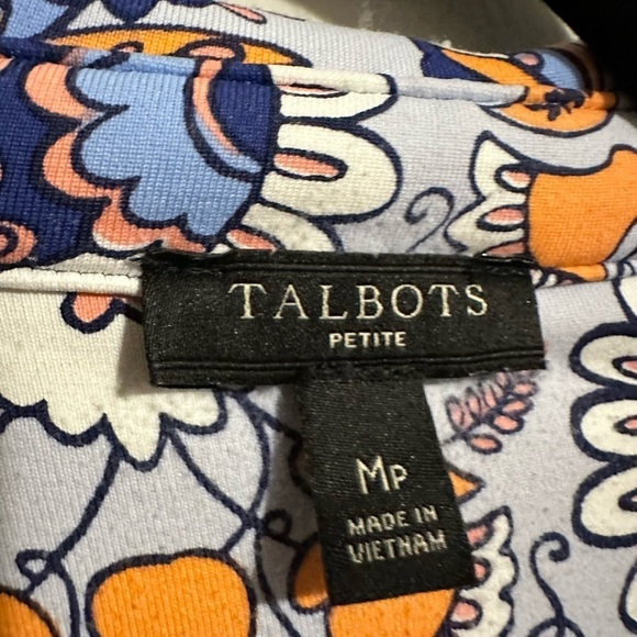 Talbots Catalina Cloth Floral Paisley Print Dress Size Medium Blue Orange Preppy - Picture 8 of 10